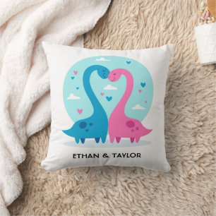 Cute Dinosaur Couple Personalized Valentine's Day  Throw Pillow