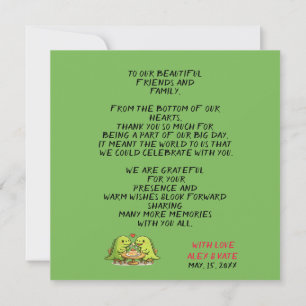 Cute Dinosaur Couple Wedding Thank You Card