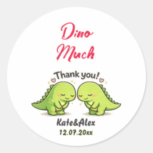 Cute Dinosaur Couple Wedding Thank You Classic Round Sticker