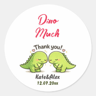 Cute Dinosaur Couple Wedding Thank You Classic Round Sticker
