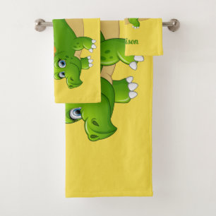 Cute Dinosaur custom name & colour towel set