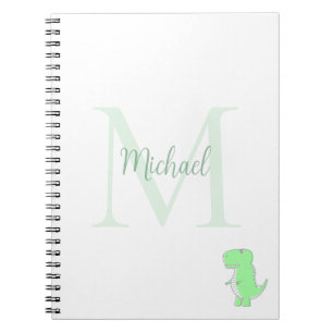 Cute Dinosaur Custom Name Initial  Notebook