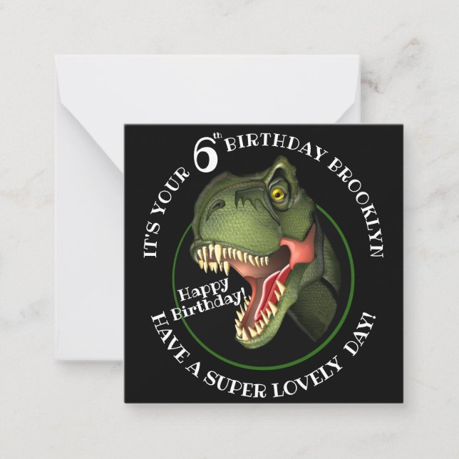 Cute Dinosaur Customized Kid's Age Birthday Card (Front)