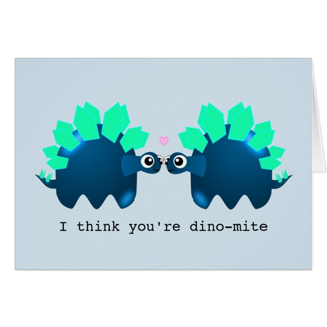 Cute Dinosaur 'dino-mite' anniversary card (Front Horizontal)