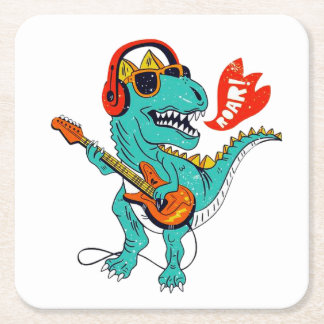 Cute Dinosaur, Dinosaur Gifts, Funny Dinosaur Square Paper Coaster