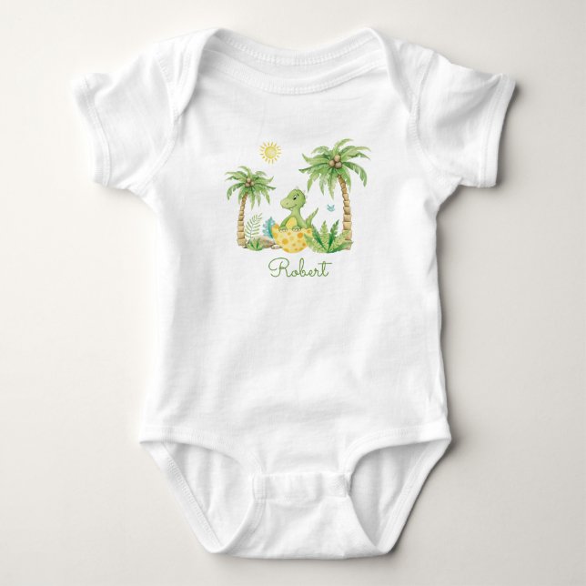 Cute Dinosaur Egg  Baby Bodysuit (Front)