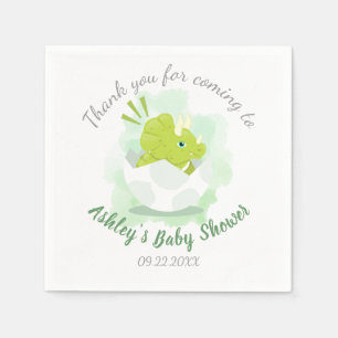 Cute Dinosaur Egg Green Watercolor Baby Shower Napkin