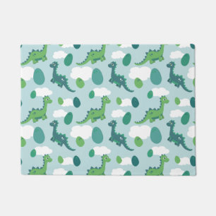 Cute dinosaur eggs blue green patter doormat