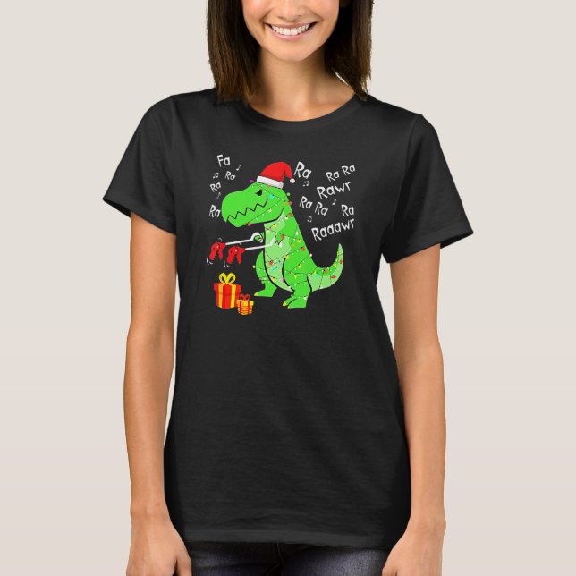 Cute Dinosaur Fa Ra Ra Rawr Rawr Christmas Rex Xma T-Shirt (Front)