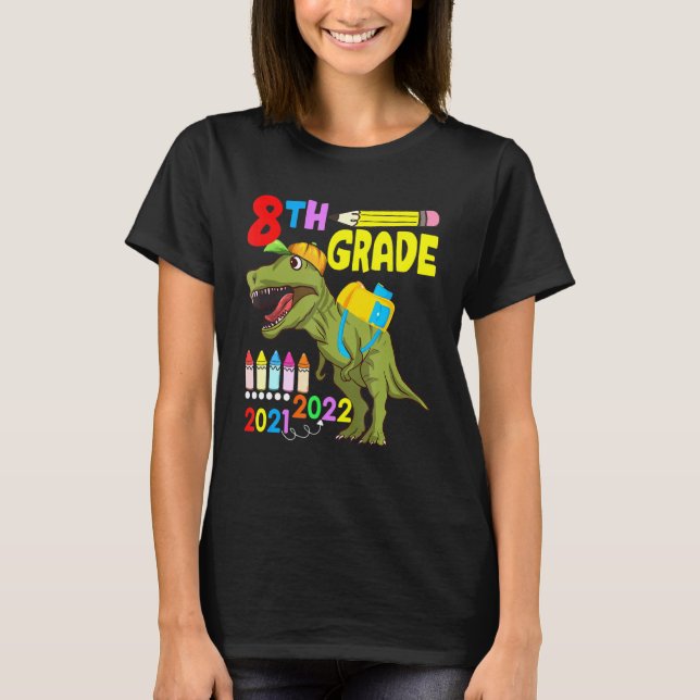 Cute Dinosaur Face Mask 8th Grade Back To School 2 T-Shirt (Front)