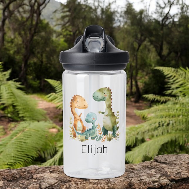 Cute Dinosaur Family Personalized Kids Water Bottle (Creator Uploaded)