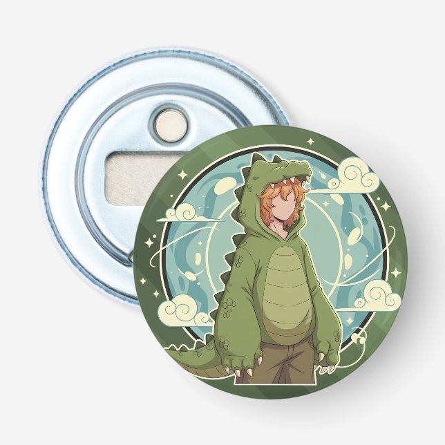 Cute Dinosaur Fantasy Boy Art Piece Bottle Opener (Front)