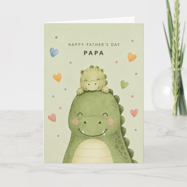 Cute Dinosaur Father's Day Greeting Card (Front)