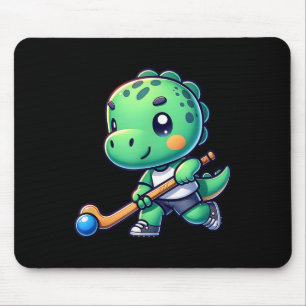 Cute Dinosaur Field Hockey Team Player  Mouse Pad