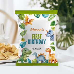 Cute Dinosaur First Birthday Chip Bag Wrapper