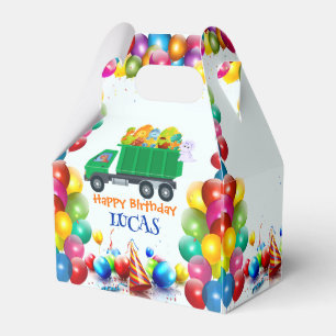 Cute Dinosaur garbage truck balloon birthday boy  Favor Box