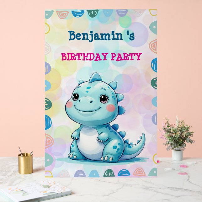 Cute Dinosaur Garçon Joyeux anniversaire fête colo (Mariage)
