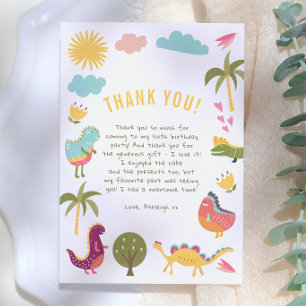 Cute Dinosaur Gender-Neutral Birthday Party Thank You Card