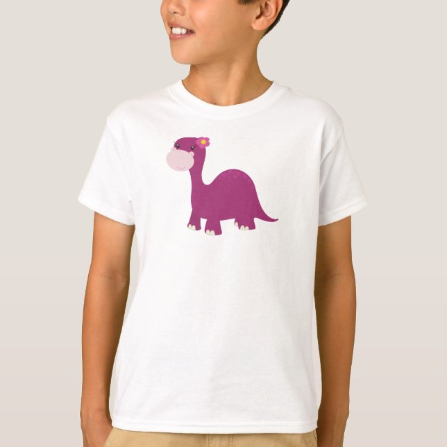 Cute Dinosaur, Girl Dinosaur, Pink Dinosaur, Dino T-Shirt (Front)