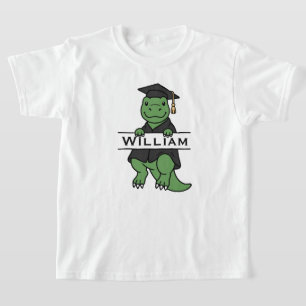 Cute Dinosaur Graduation Cap Custom Name Boys T-Shirt