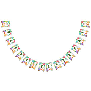 Cute Dinosaur Happy birthday decor  Bunting Flags