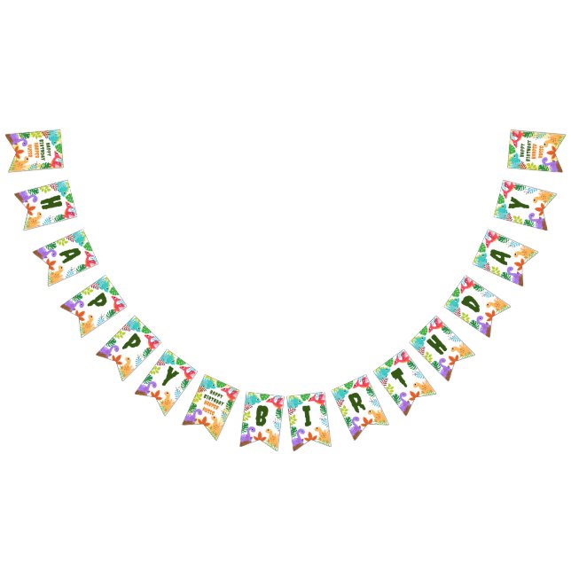 Cute Dinosaur Happy birthday decor  Bunting Flags (All)