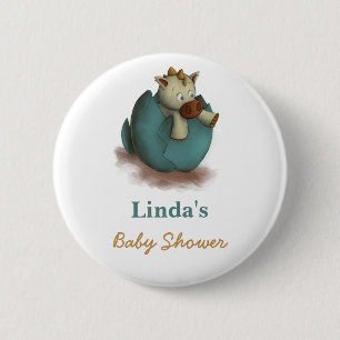 Cute Dinosaur Hatching Baby Shower 2 Inch Round Button