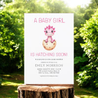 Cute Dinosaur Hatching Soon Baby Girl Shower