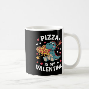 Cute Dinosaur Holding Pizza For A Fun Valentine's  Coffee Mug