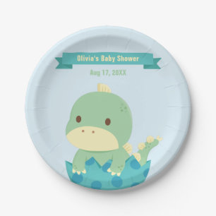 Cute Dinosaur in Egg Baby Shower Party Supplies Paper Plate