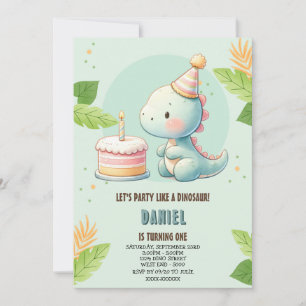 Cute Dinosaur Invitation Anniversaire