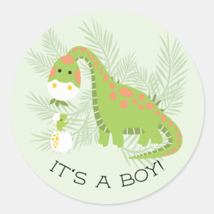 Cute Dinosaur It' a Boy Favour Sticker