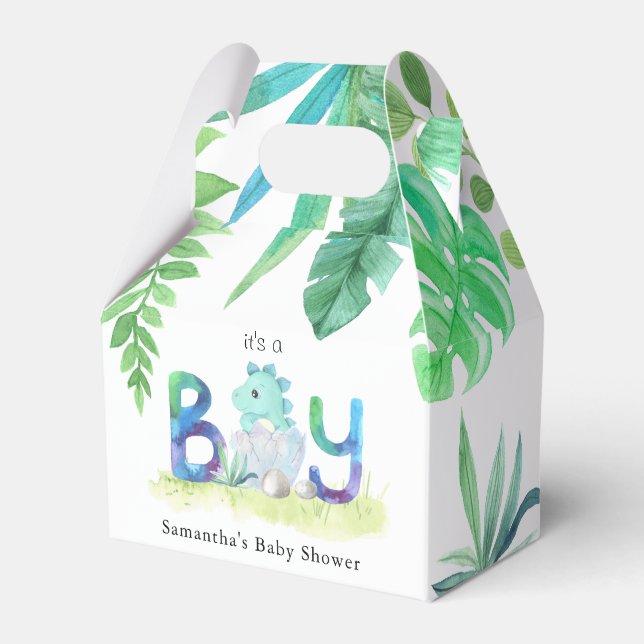 Cute Dinosaur 'It's a Boy' Baby Shower Favor Box (Front Side)
