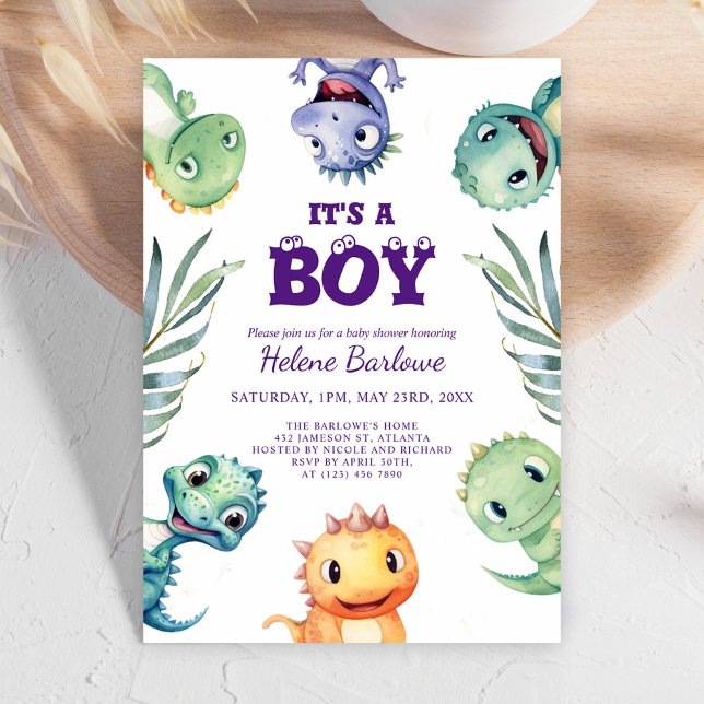 Cute Dinosaur It's A Boy Baby Shower Invitation (Cute Dinosaur It's A Boy Baby Shower Invitation)