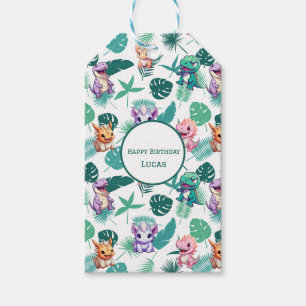 Cute dinosaur jungle School kids Birthday party bo Gift Tags
