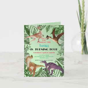 Cute dinosaur jungle School kids Birthday party  Invitation