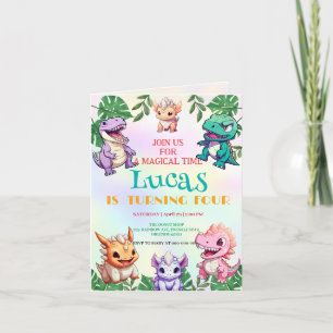Cute dinosaur jungle School kids Birthday party ki Invitation