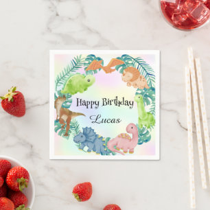 Cute dinosaur jungle School kids Birthday party  Napkin