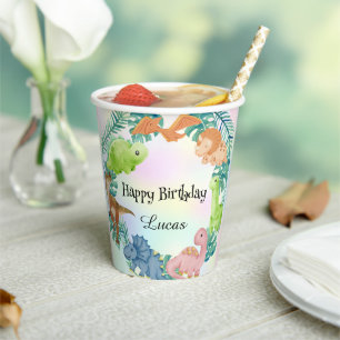 Cute dinosaur jungle School kids Birthday party Paper Cups
