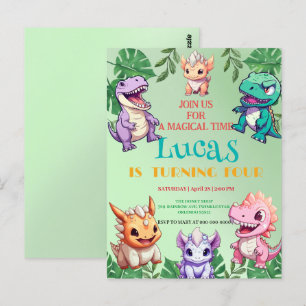 Cute dinosaur jungle School kids Birthday party  Postcard