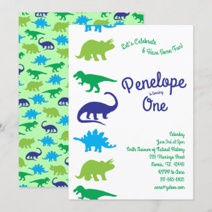Cute Dinosaur Kids 1st Birthday Dino Party Invitation