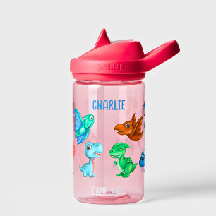 Cute Dinosaur Kids Add Your Name Back to School Water Bottle