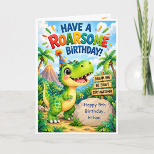 Cute Dinosaur Kids Birthday Card – Personalized Ro