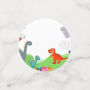 Cute Dinosaur Kids Birthday Invitation Confetti