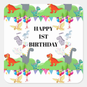 Cute Dinosaur Kids Birthday Invitation  Square Sticker
