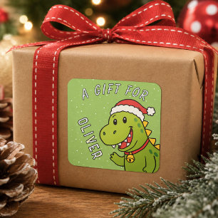 Cute Dinosaur Kids Name Christmas Gift Square Sticker