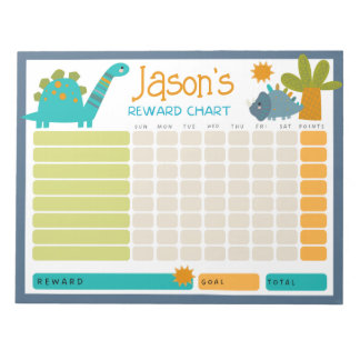 Cute Dinosaur Kids Reward Chart for Daily Routine  Notepad