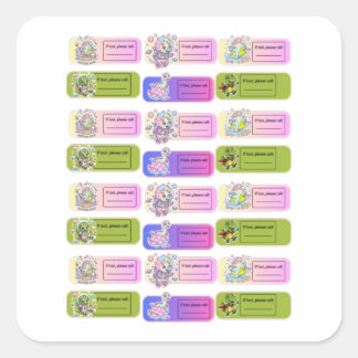 Cute Dinosaur Kids Safety ID Sticker Sheet