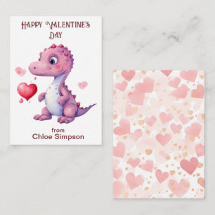 Cute Dinosaur Kid's Valentine Classroom Party Card