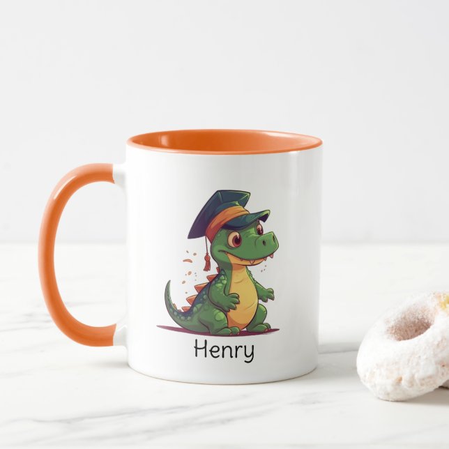 Cute Dinosaur Kindergarten Graduate Personalized Mug (With Donut)